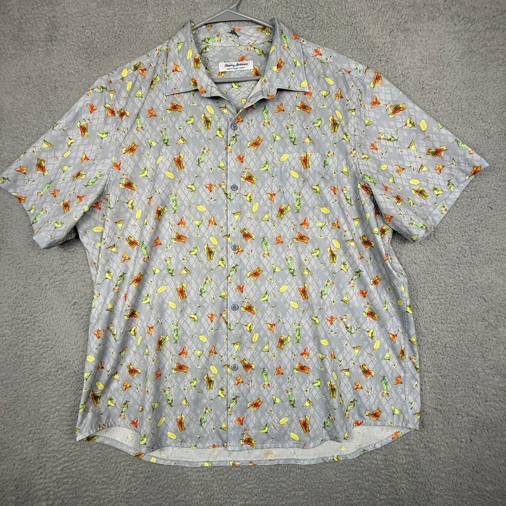 Tommy Bahama Bahama Coast Mens XL Cocktail Print Short Sleeve Shirt‎